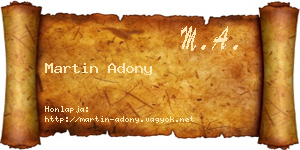 Martin Adony névjegykártya